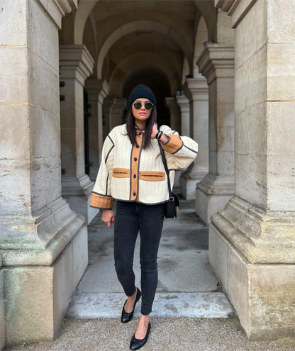 Women's contrast color short jacket