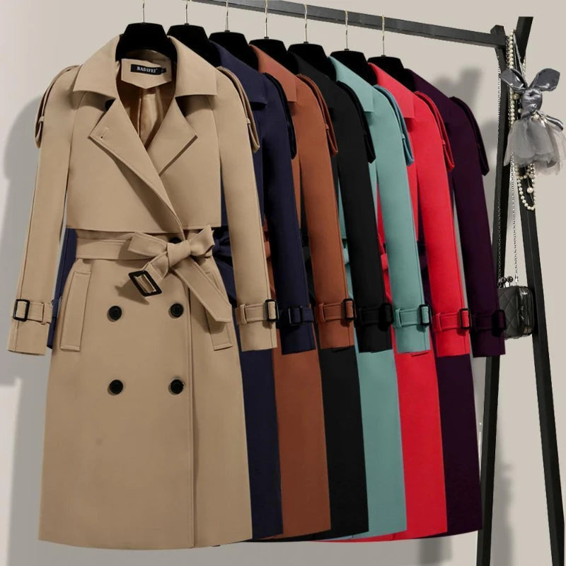 Women's double-breasted trench coat with belt