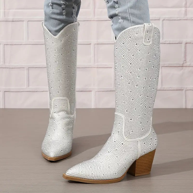 Women's glittery cowboy high boots