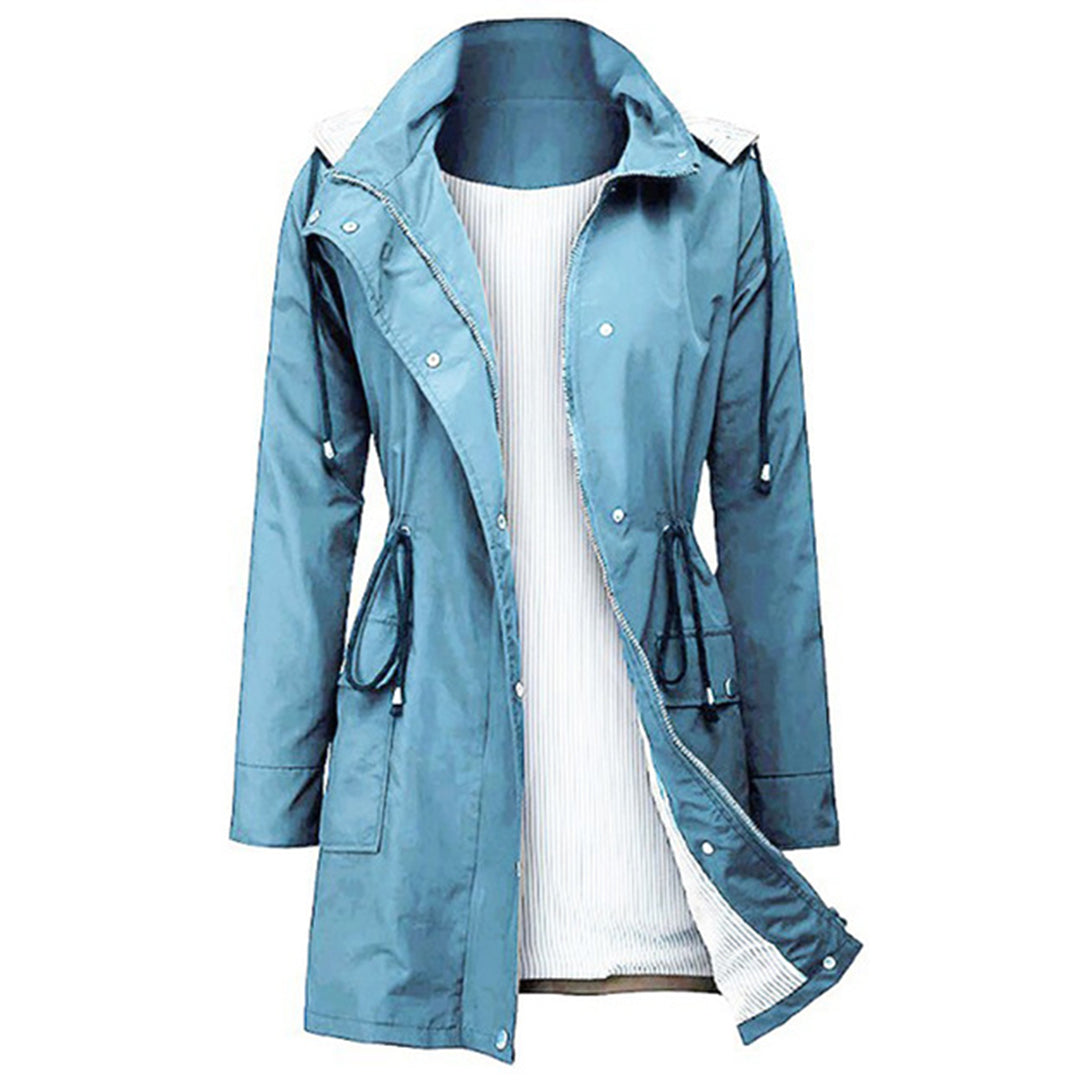 Women's windbreaker rainproof jacket hooded waist
