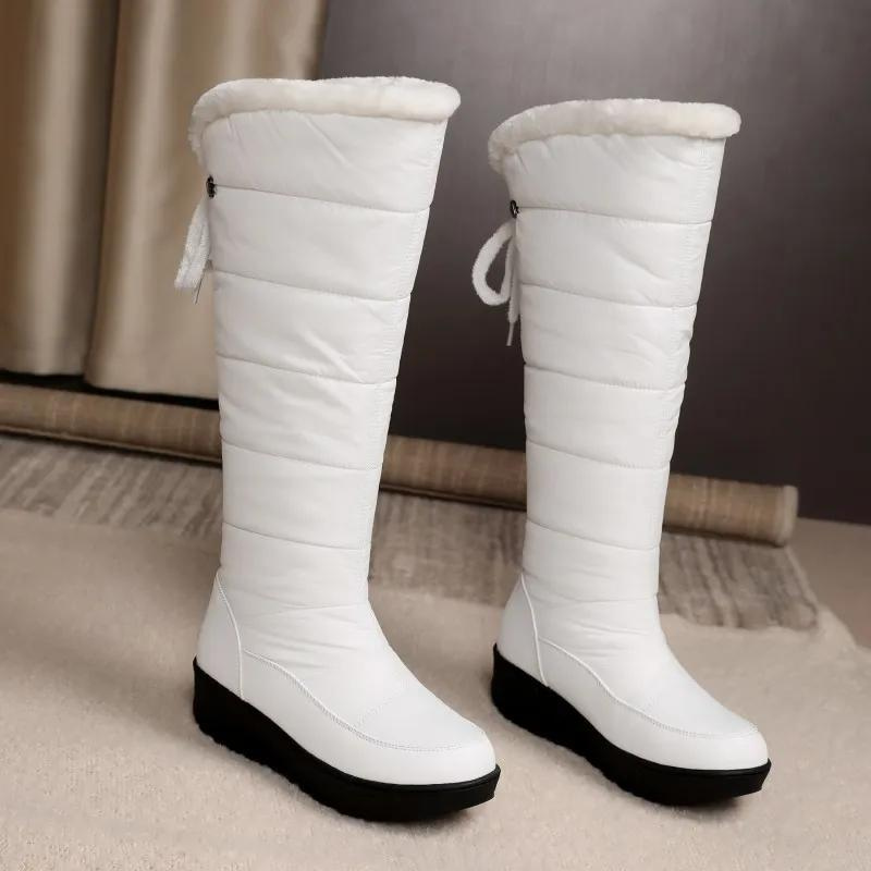 Women's winter plush warm down lace-up boots