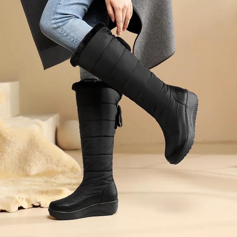 Women's winter plush warm down lace-up boots