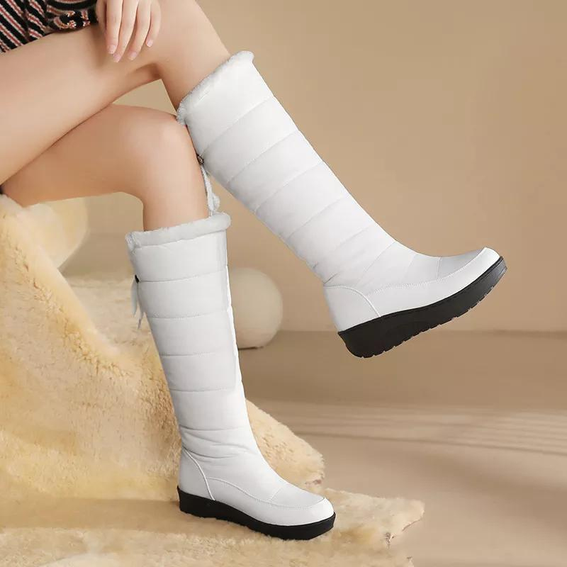 Women's winter plush warm down lace-up boots