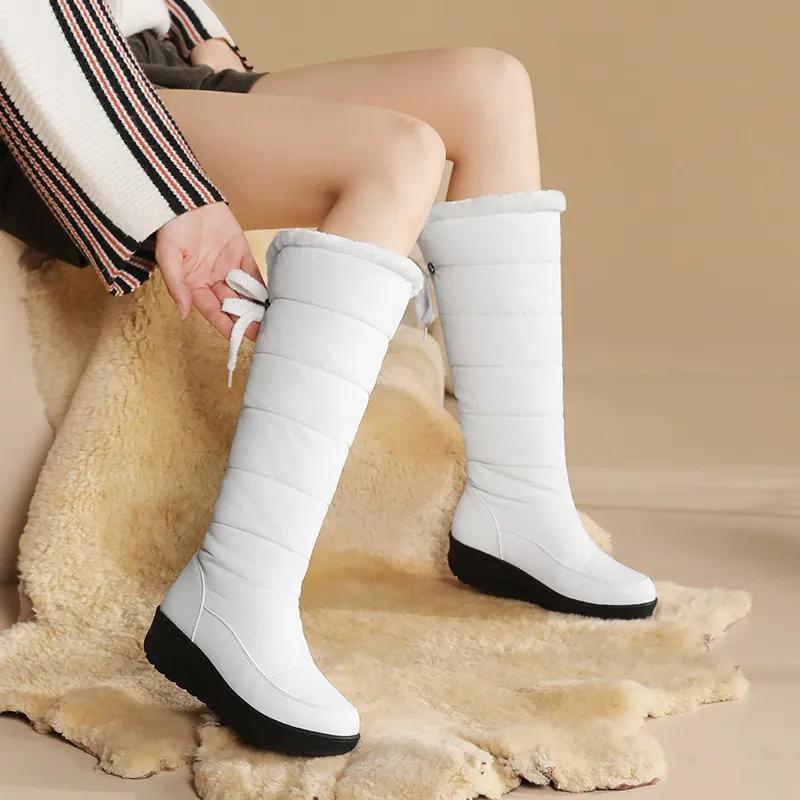 Women's winter plush warm down lace-up boots