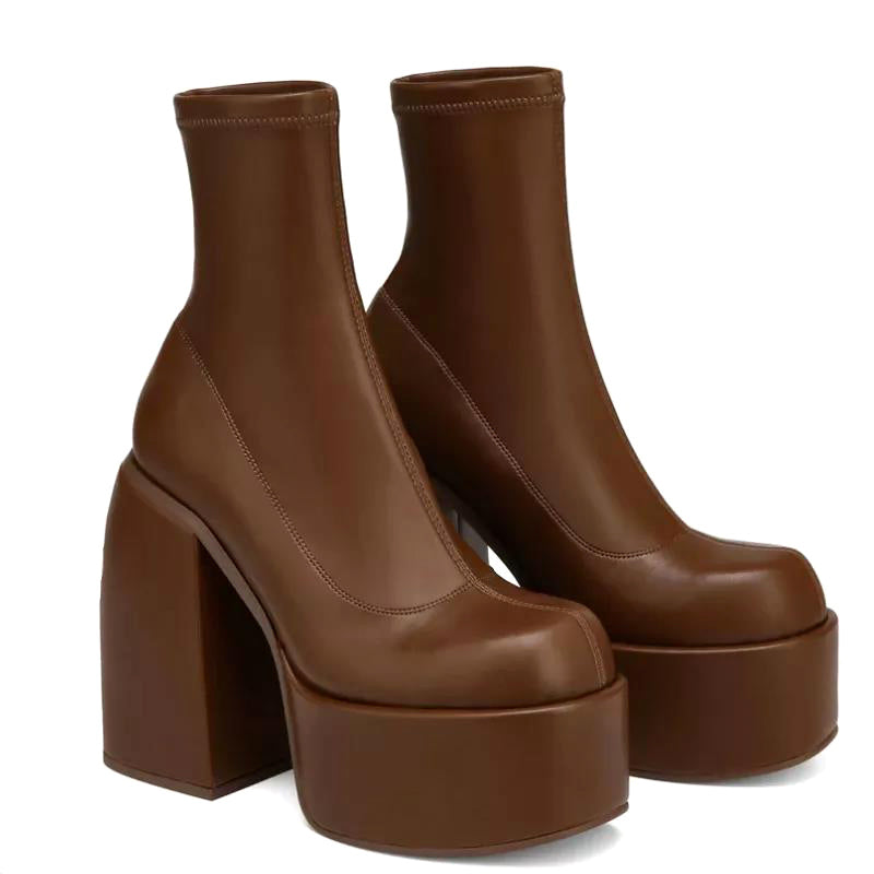 Women’s Platform Boots – High Heel – Sock Fit – Chunky Sole – Fashion Forward