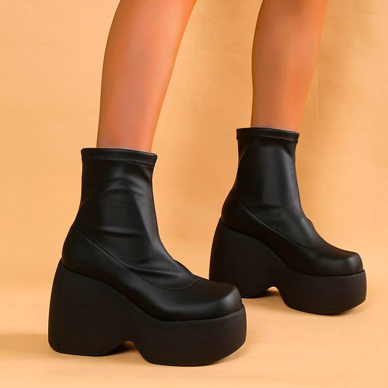 Women’s Platform Boots – High Heel – Sock Fit – Chunky Sole – Fashion Forward
