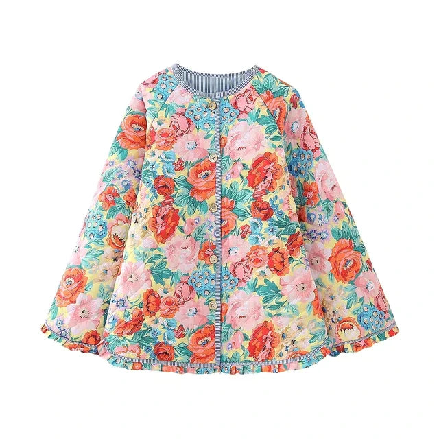 Flower Print Loose Quilted Jacket