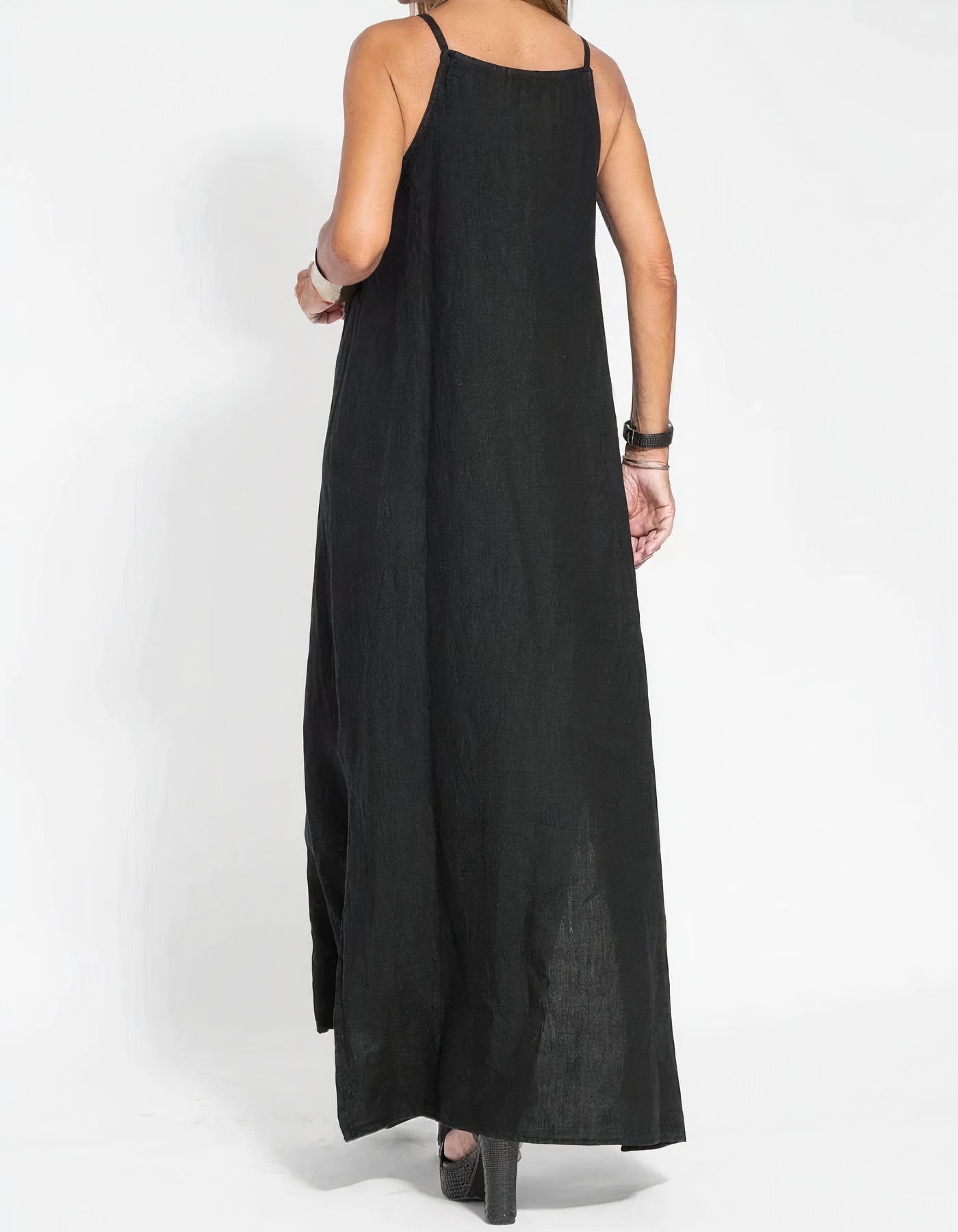 Women's Maxi Dress - Sleeveless Halter Neck - Lightweight Cotton Blend - Flowy Fit