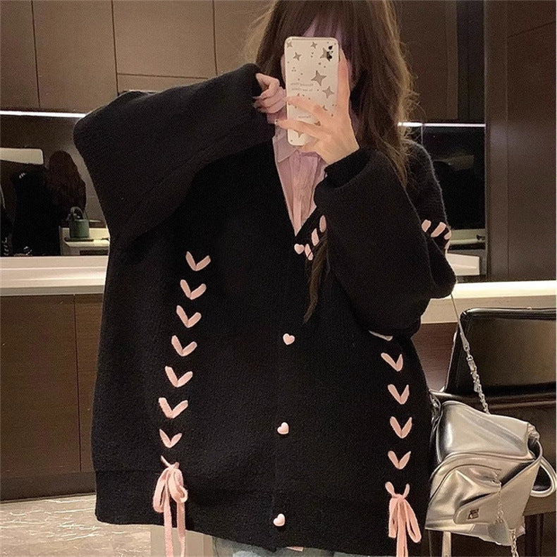 Loose Knit Tie Cardigan