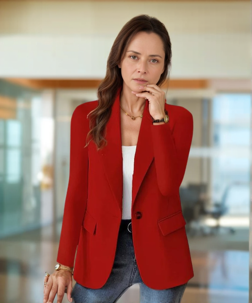 Elegant long sleeve blazer with lapel for women