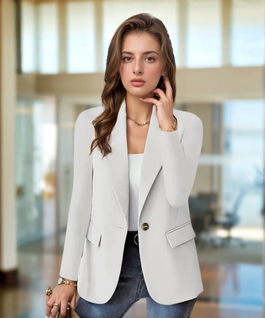 Elegant long sleeve blazer with lapel for women