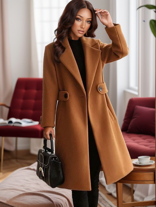 Elegant Tailored Belted Long Coat
