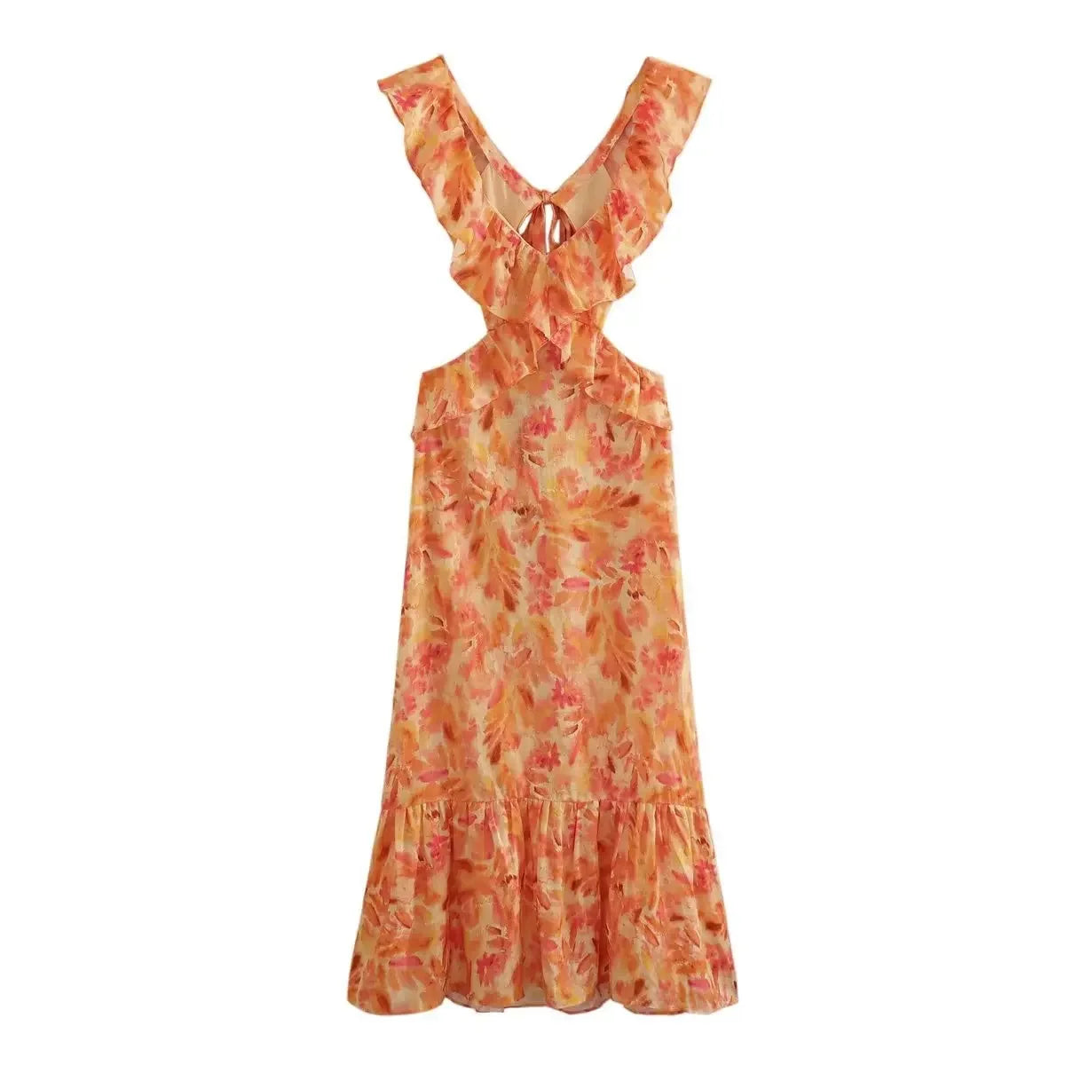 Erna - Vibrant maxi dress with floral print and ruffles
