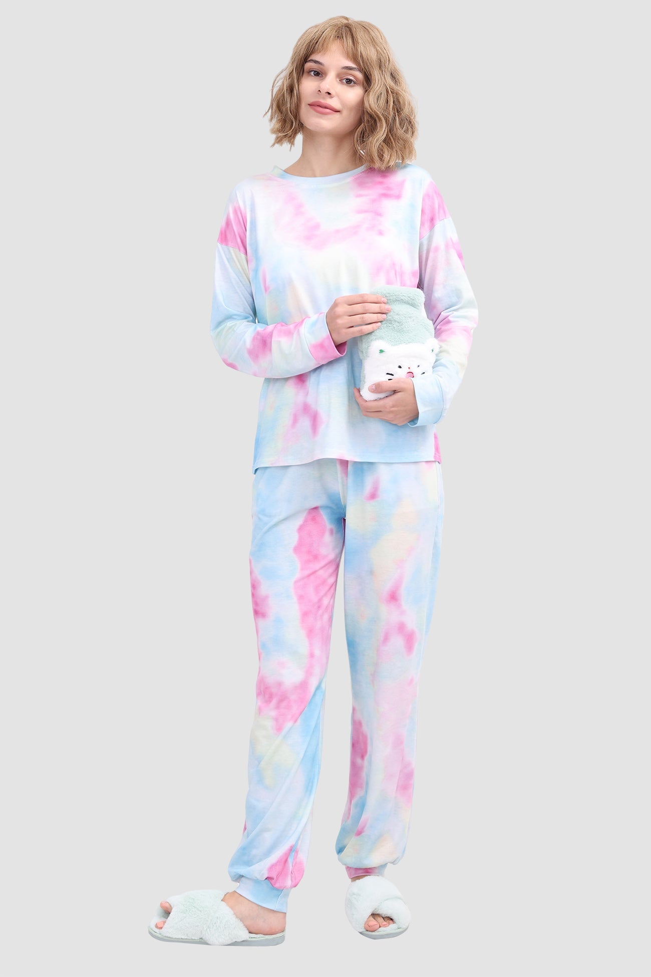 Women's tie-dye long sleeve lounge set