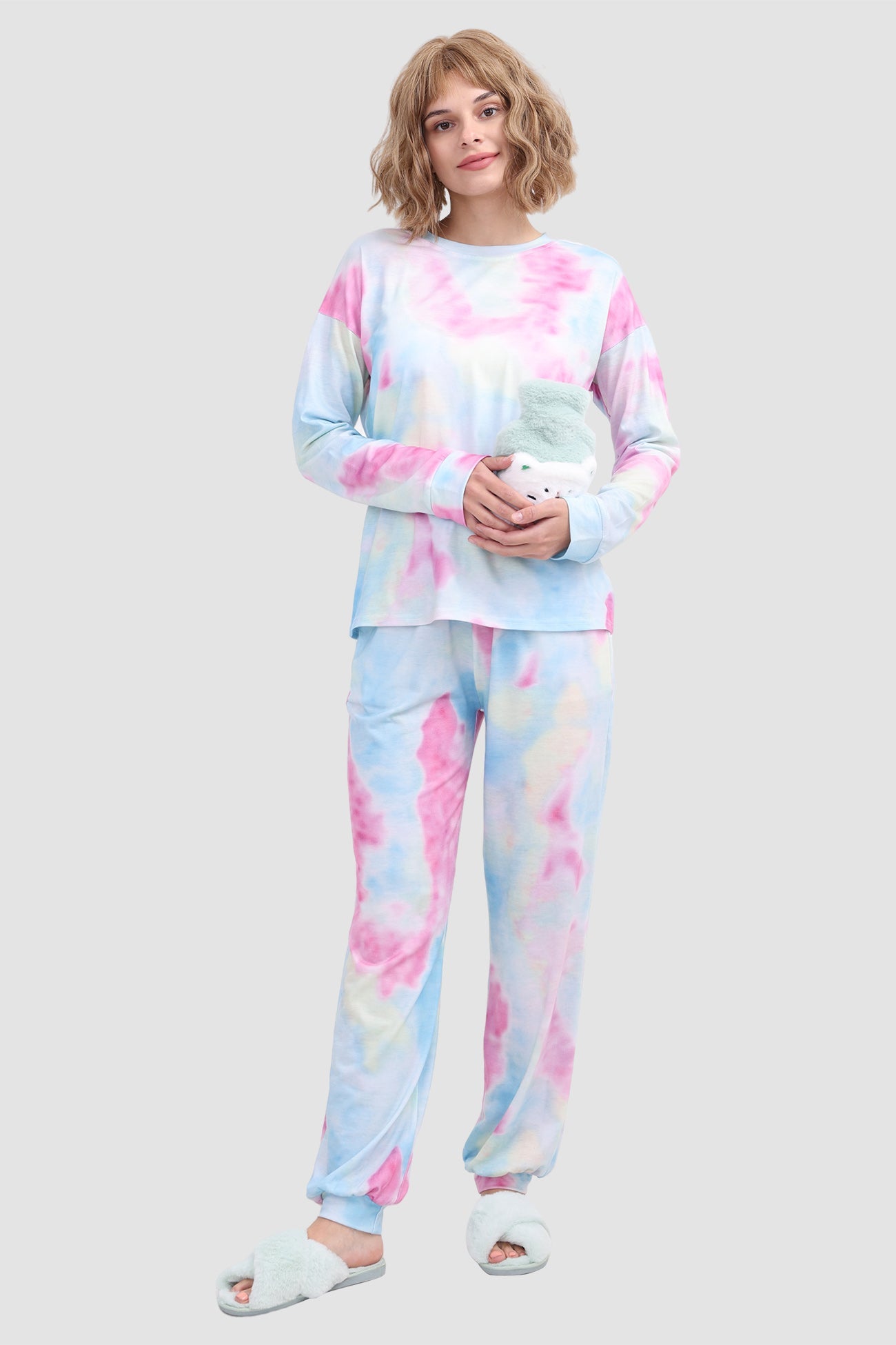 Women's tie-dye long sleeve lounge set