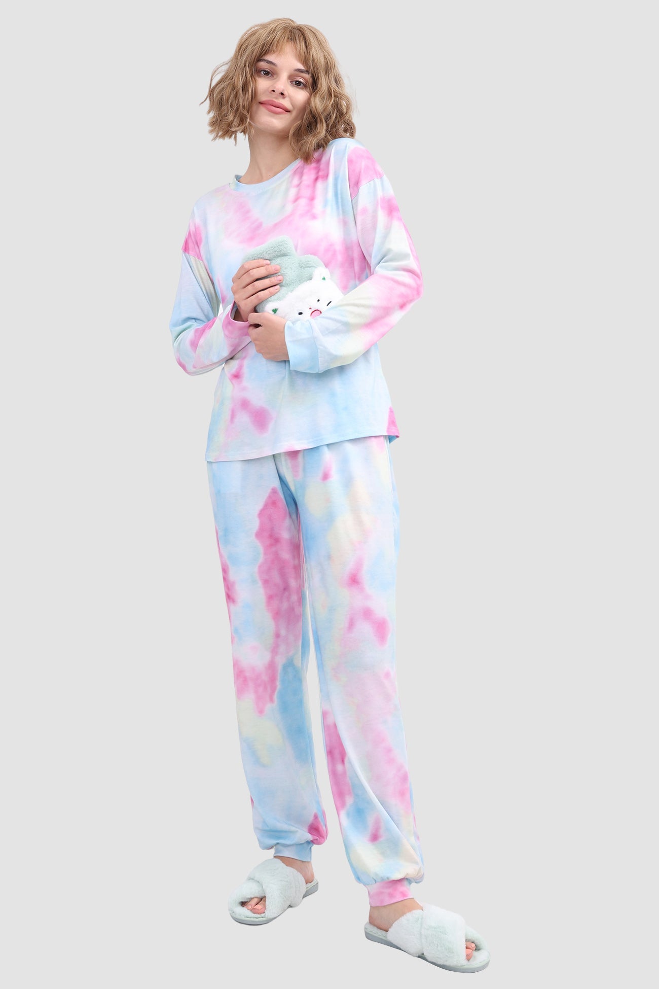 Women's tie-dye long sleeve lounge set