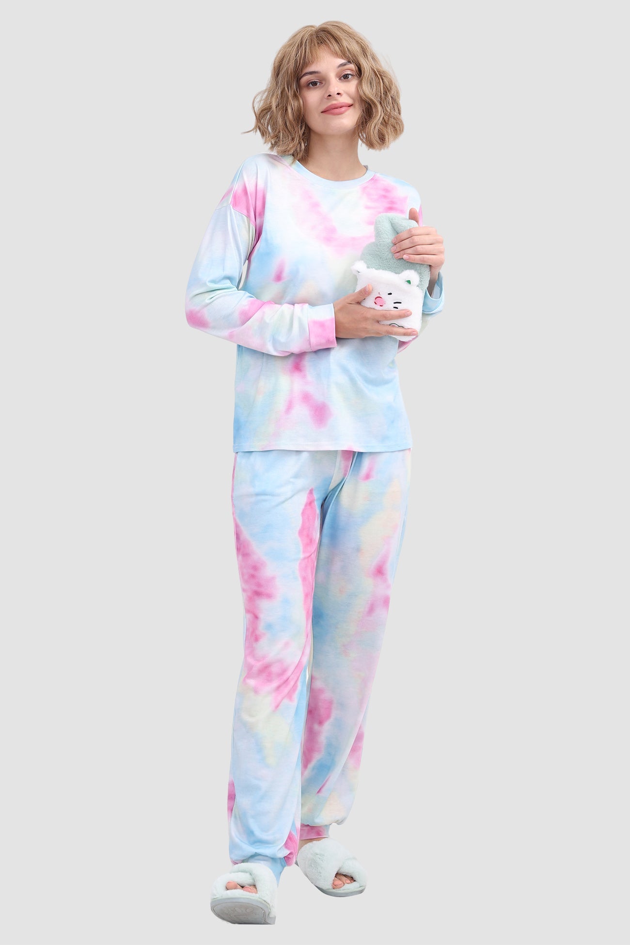 Women's tie-dye long sleeve lounge set