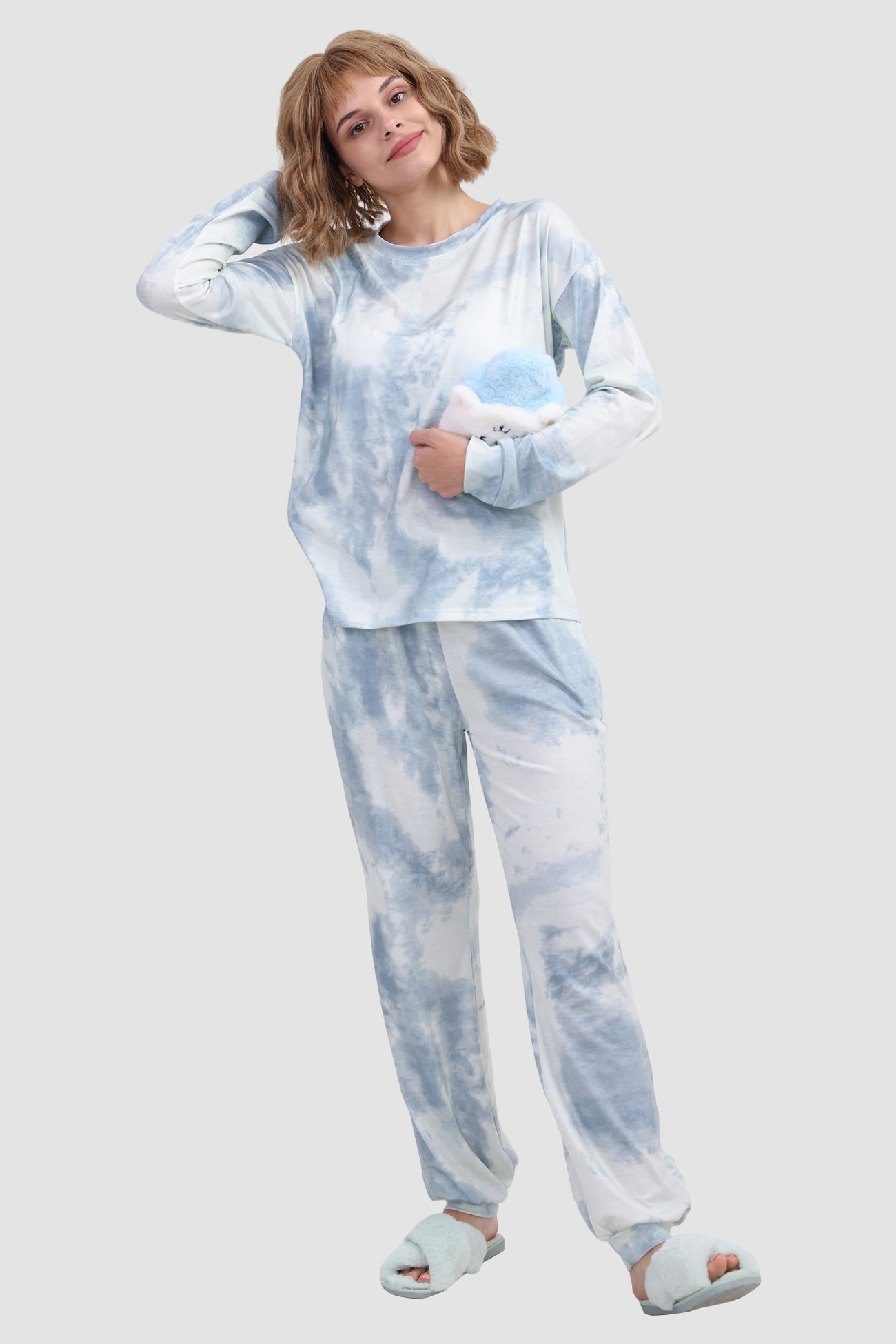 Women's tie-dye long sleeve lounge set