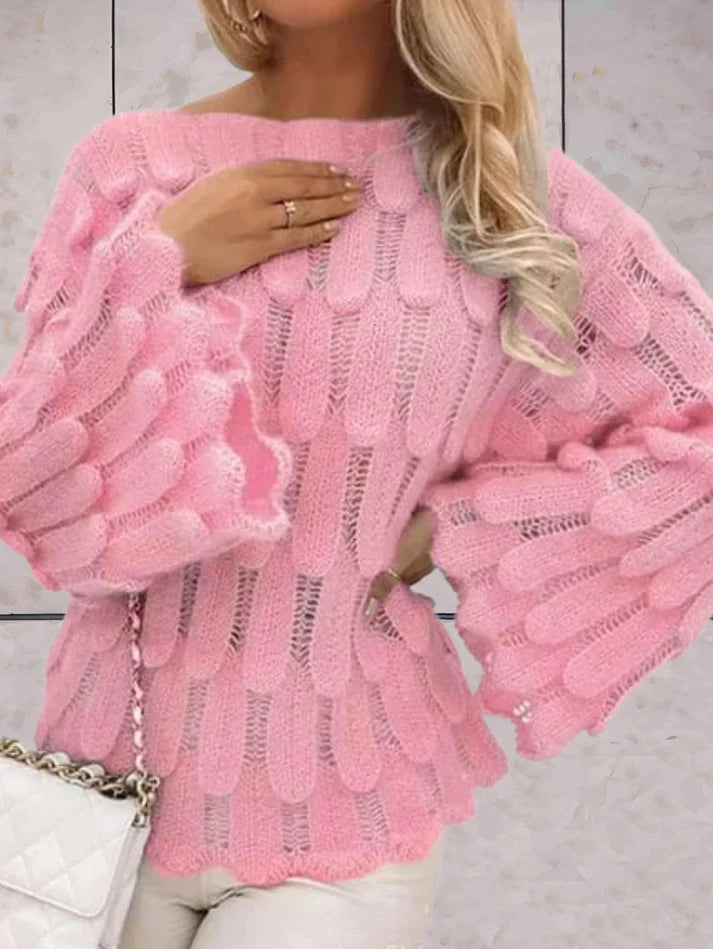 Women's luxury sweater with ruffled pattern