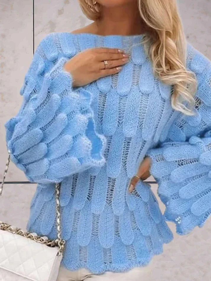 Women's luxury sweater with ruffled pattern