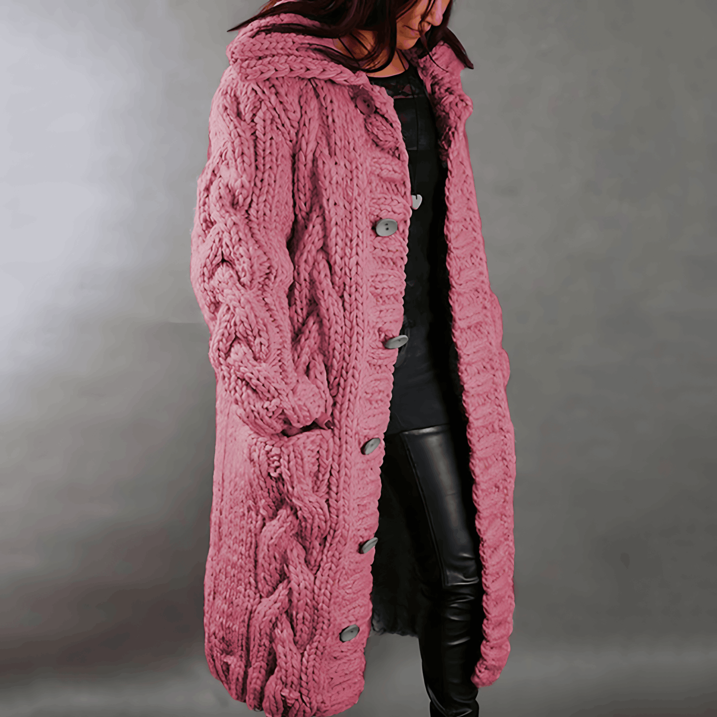 Women's warm long cardigan