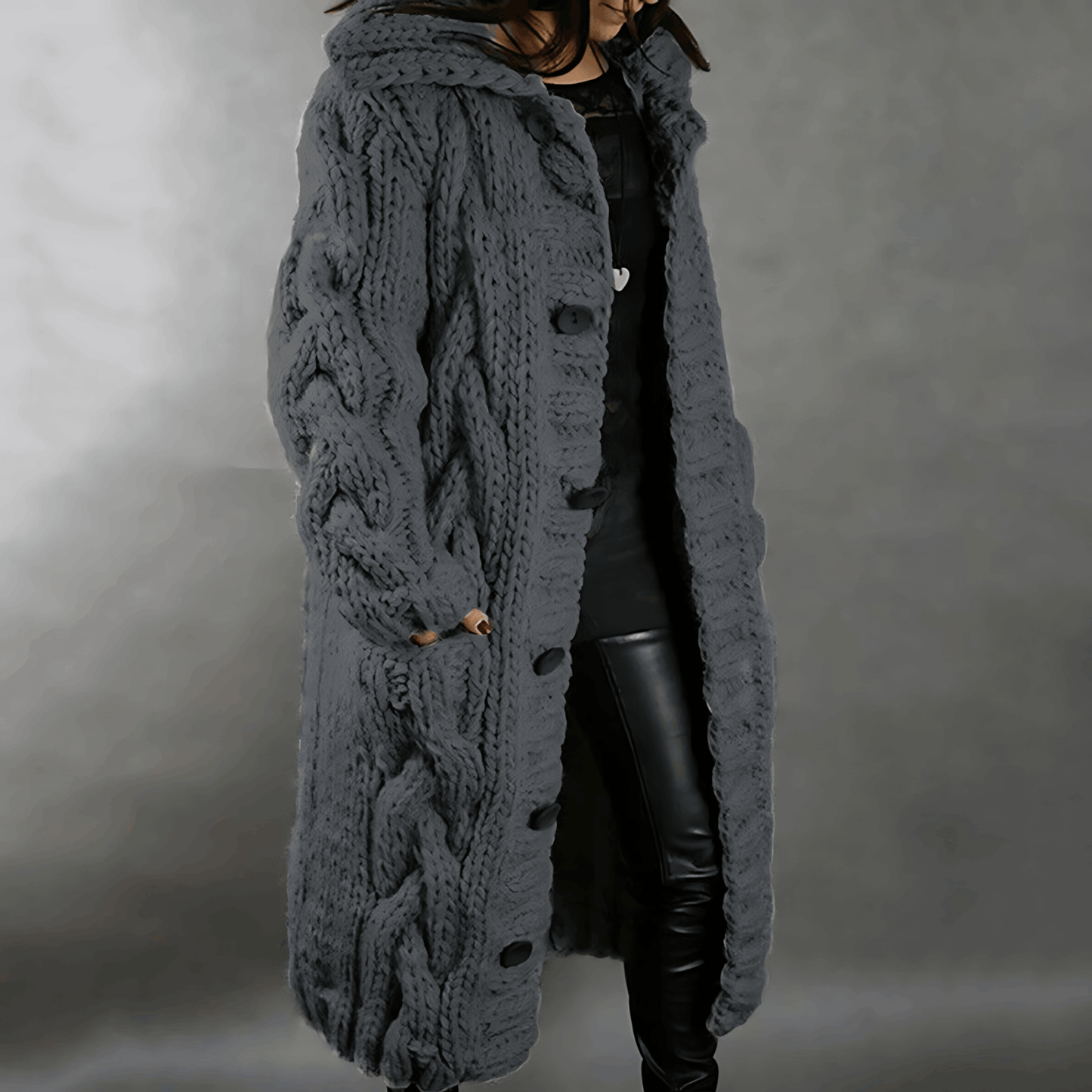 Women's warm long cardigan