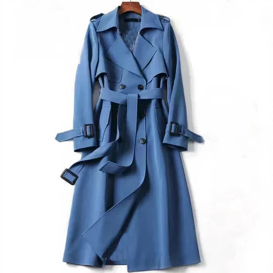 Women's long belted trench coat