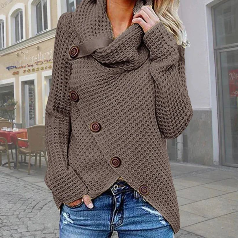 Women's modern a-symmetric turtleneck sweater