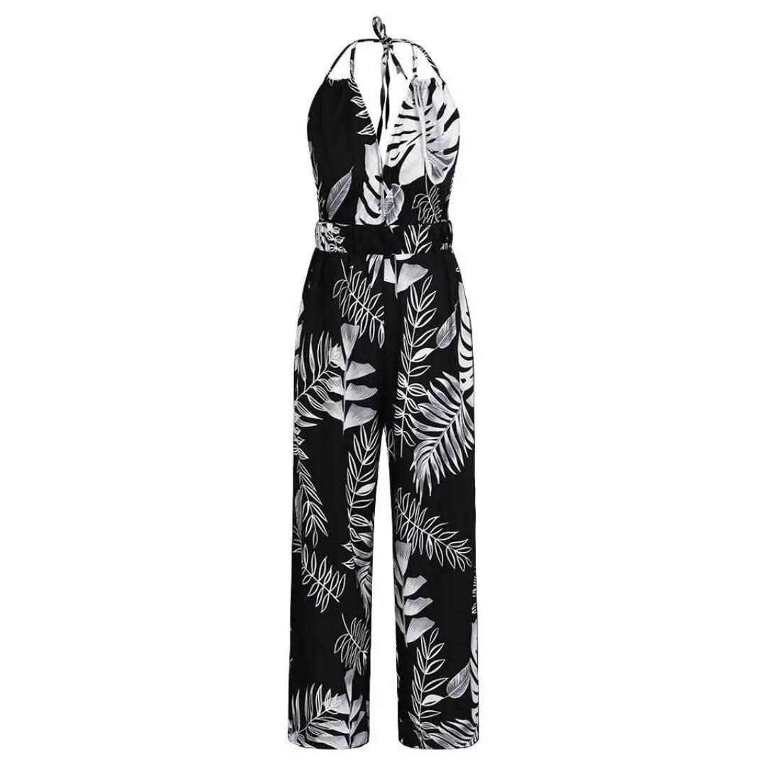 Lightweight Breathable Wide-Leg Halter Jumpsuit