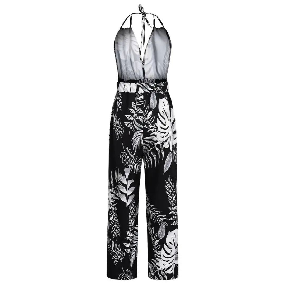 Lightweight Breathable Wide-Leg Halter Jumpsuit