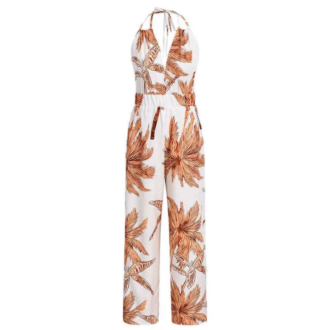 Lightweight Breathable Wide-Leg Halter Jumpsuit