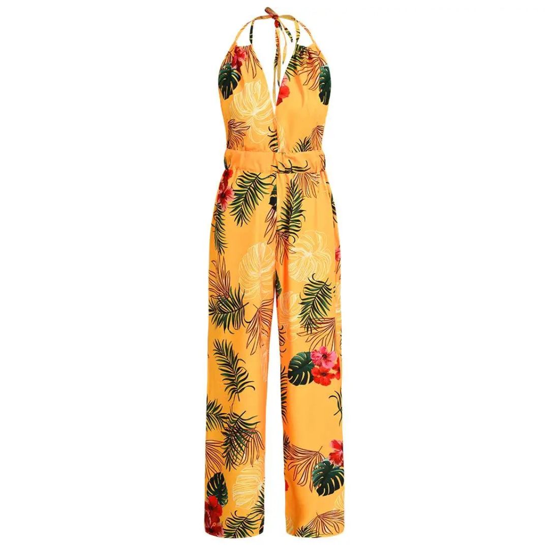 Lightweight Breathable Wide-Leg Halter Jumpsuit
