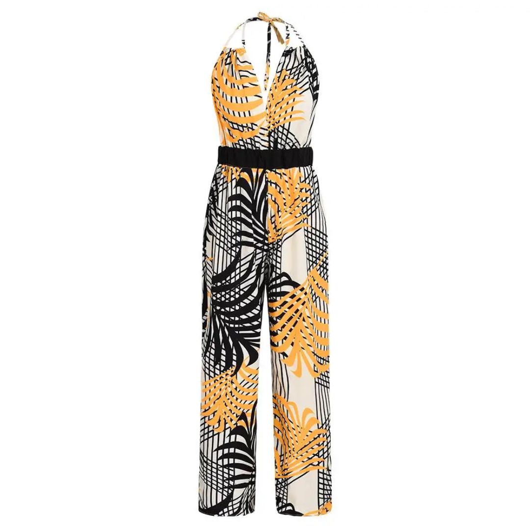 Lightweight Breathable Wide-Leg Halter Jumpsuit