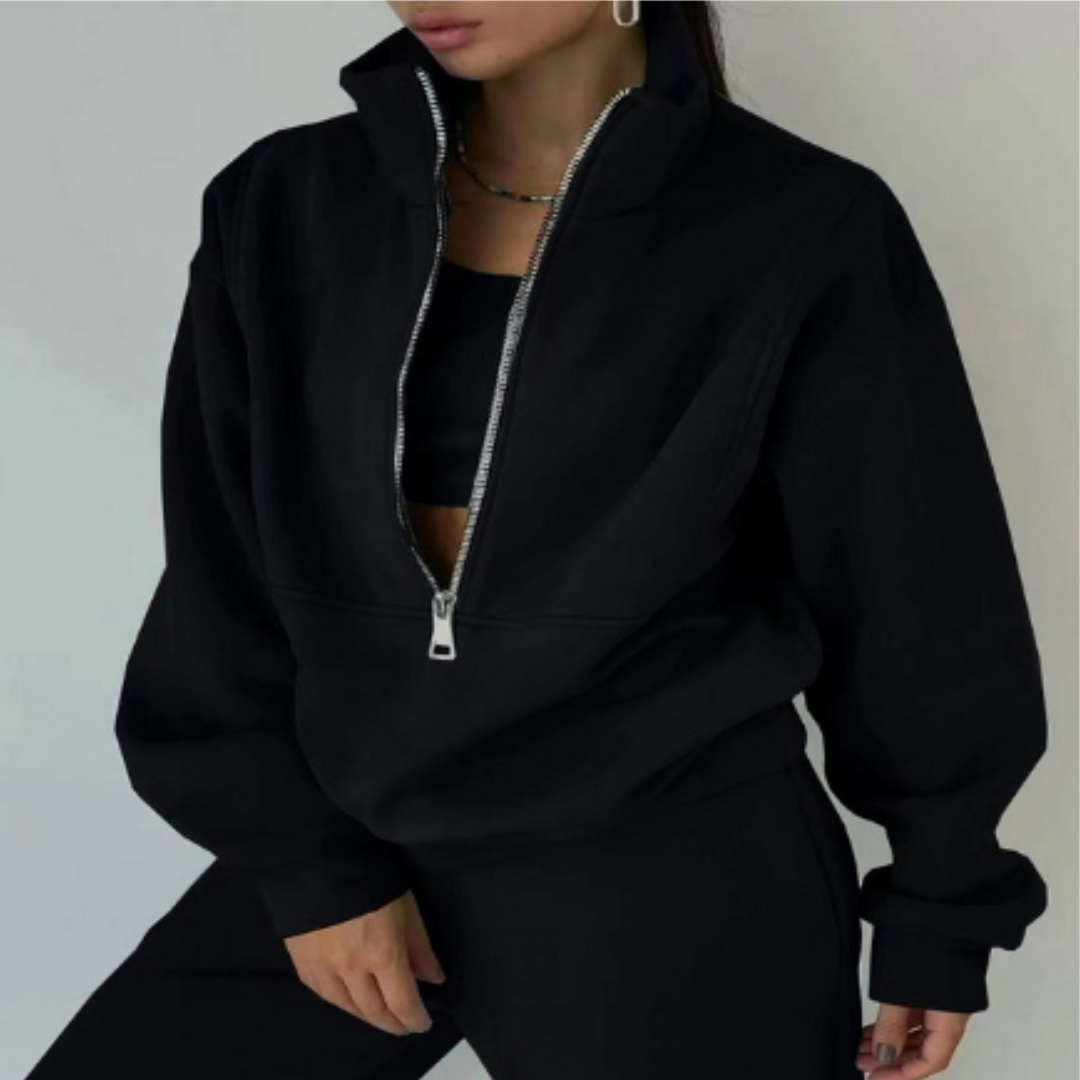 Women's comfortable tracksuit with high collar