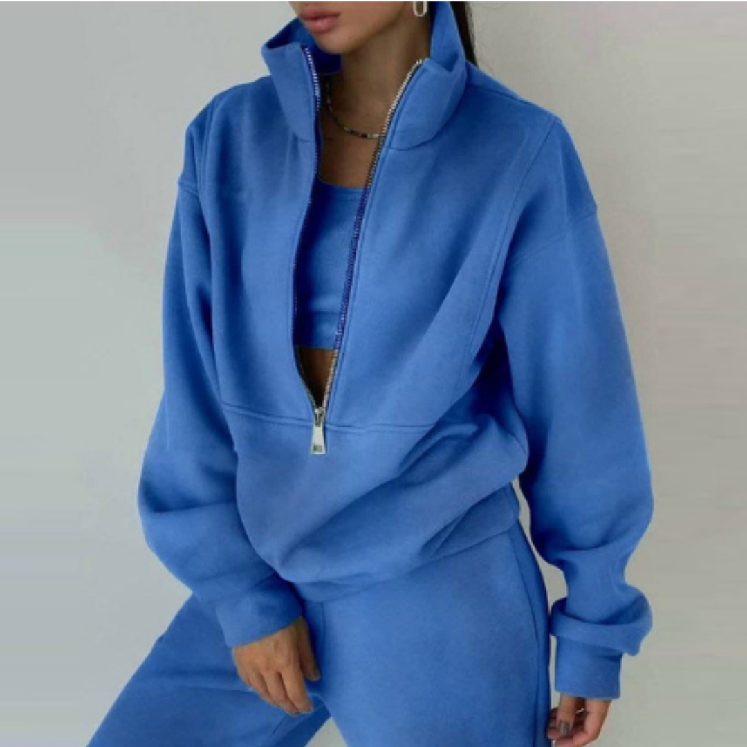 Women's comfortable tracksuit with high collar