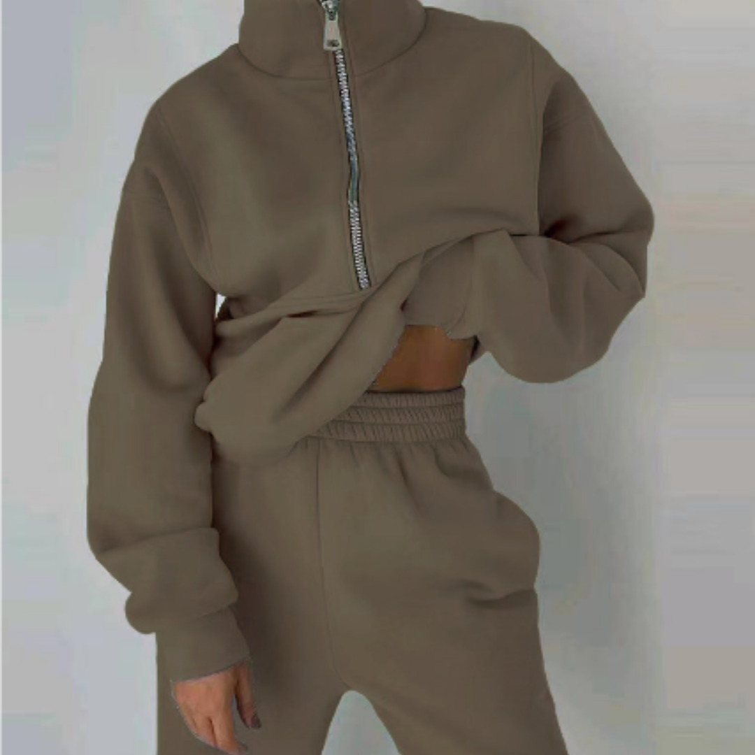 Women's comfortable tracksuit with high collar