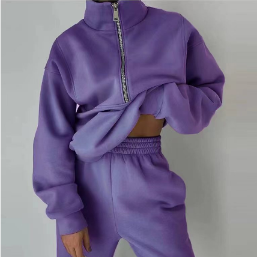 Women's comfortable tracksuit with high collar