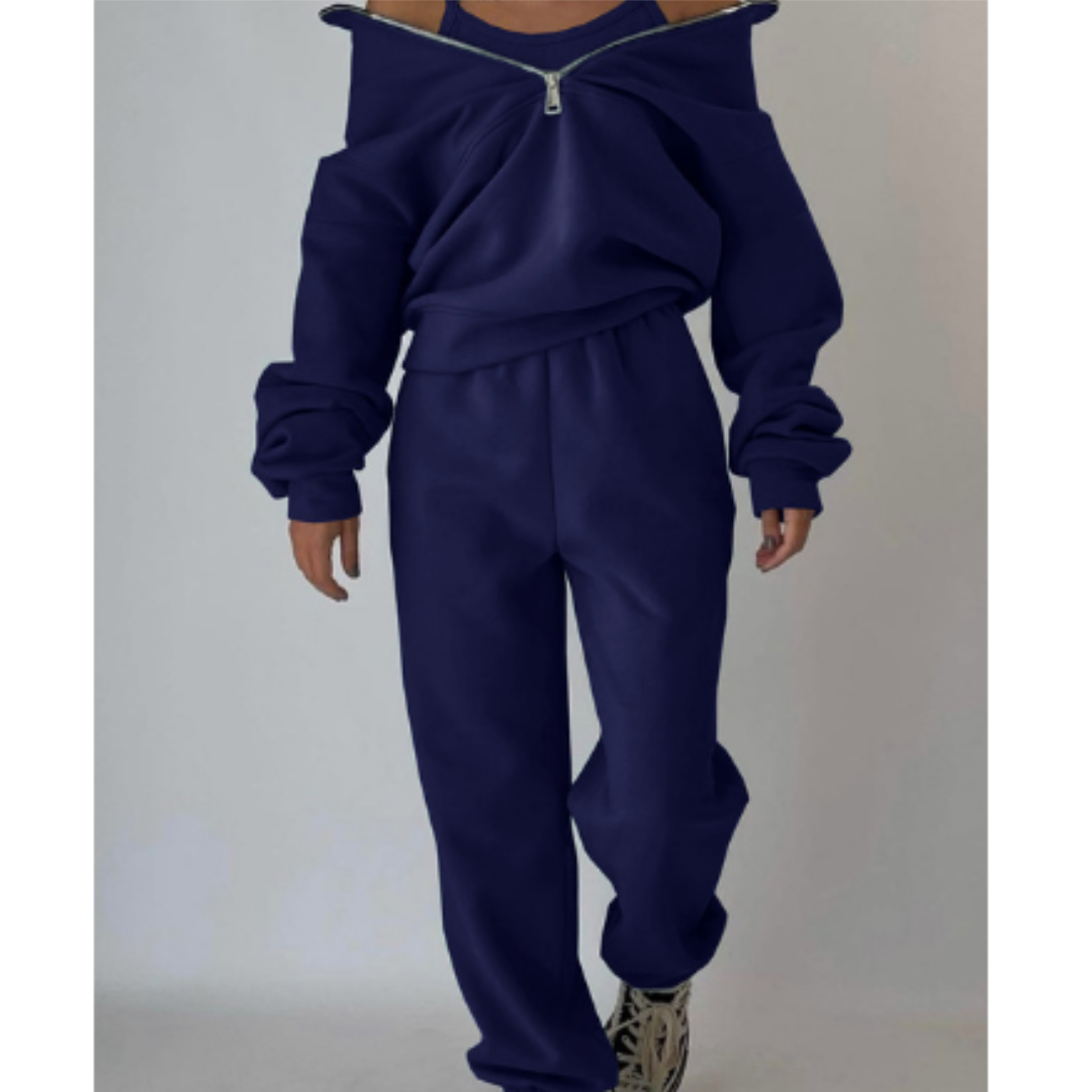 Women's comfortable tracksuit with high collar