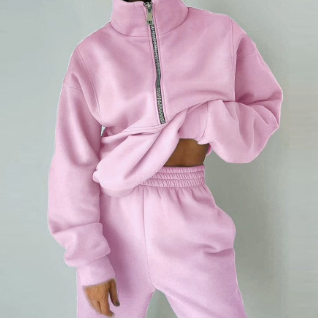 Women's comfortable tracksuit with high collar