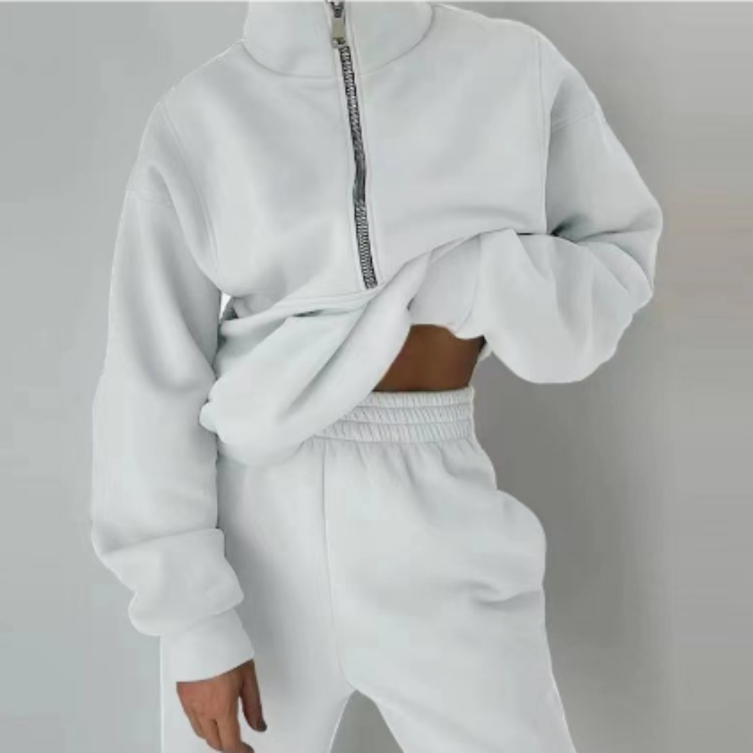 Women's comfortable tracksuit with high collar