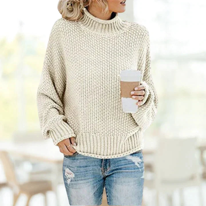 Women's autumn/winter high neck thick knit pullover sweater