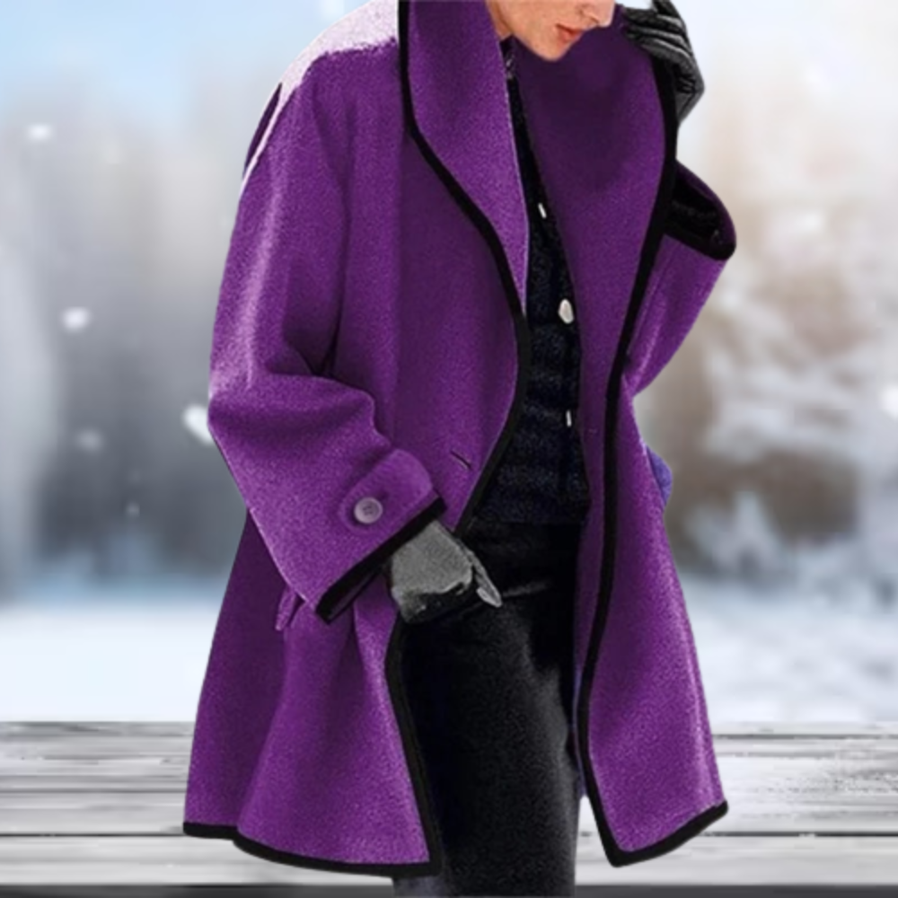 Women's hooded woolen coat