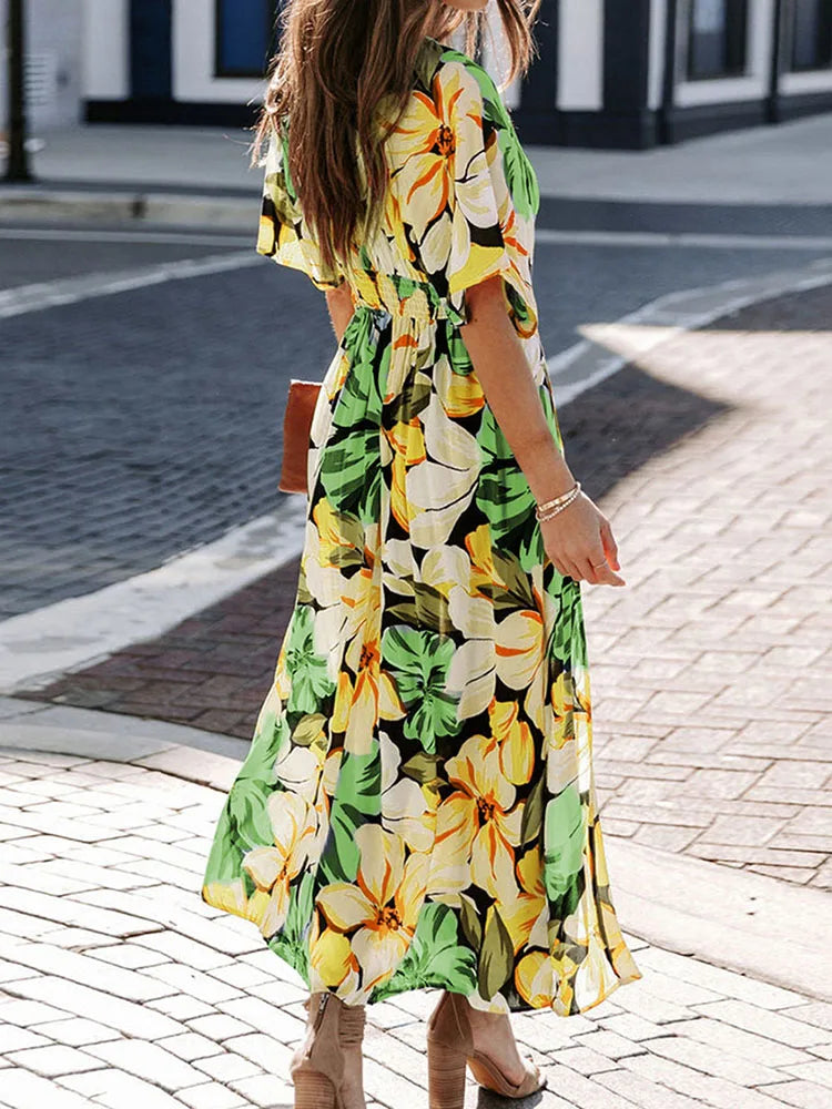 Floral Print Wrap Maxi Dress