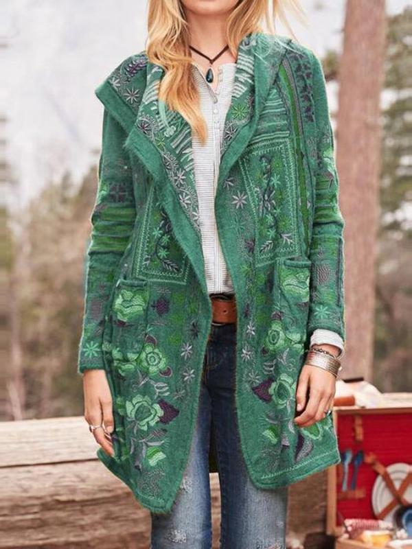 Women's printed casual long-sleeved jacket