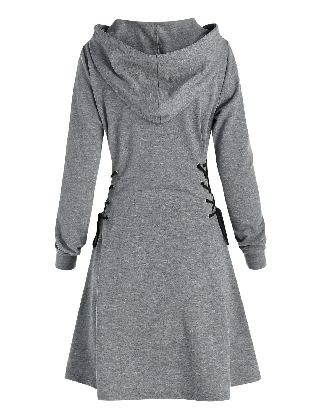 Women's gothic mini dress with hoodie and drawstring
