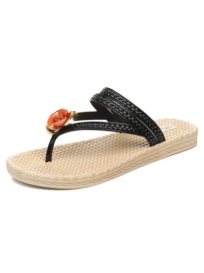 Braided Floral Embellished Strappy Sandals