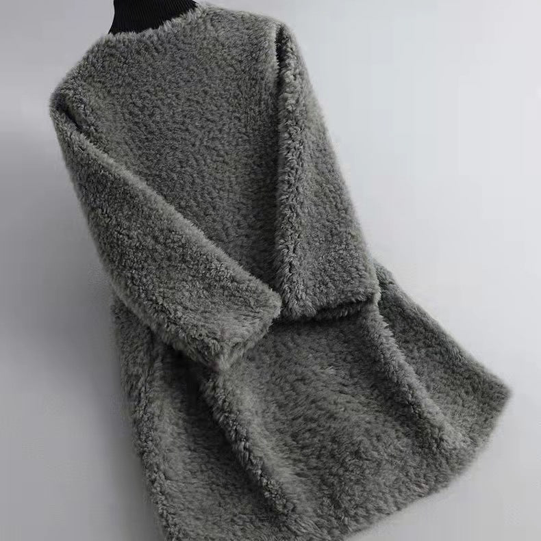 Siena Relaxed Fit Coat | Open Front Shearling Detail Coat