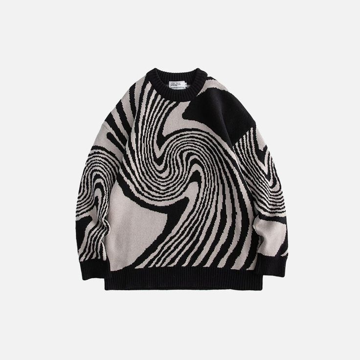 Women's urban loose abstract swirl pattern sweater