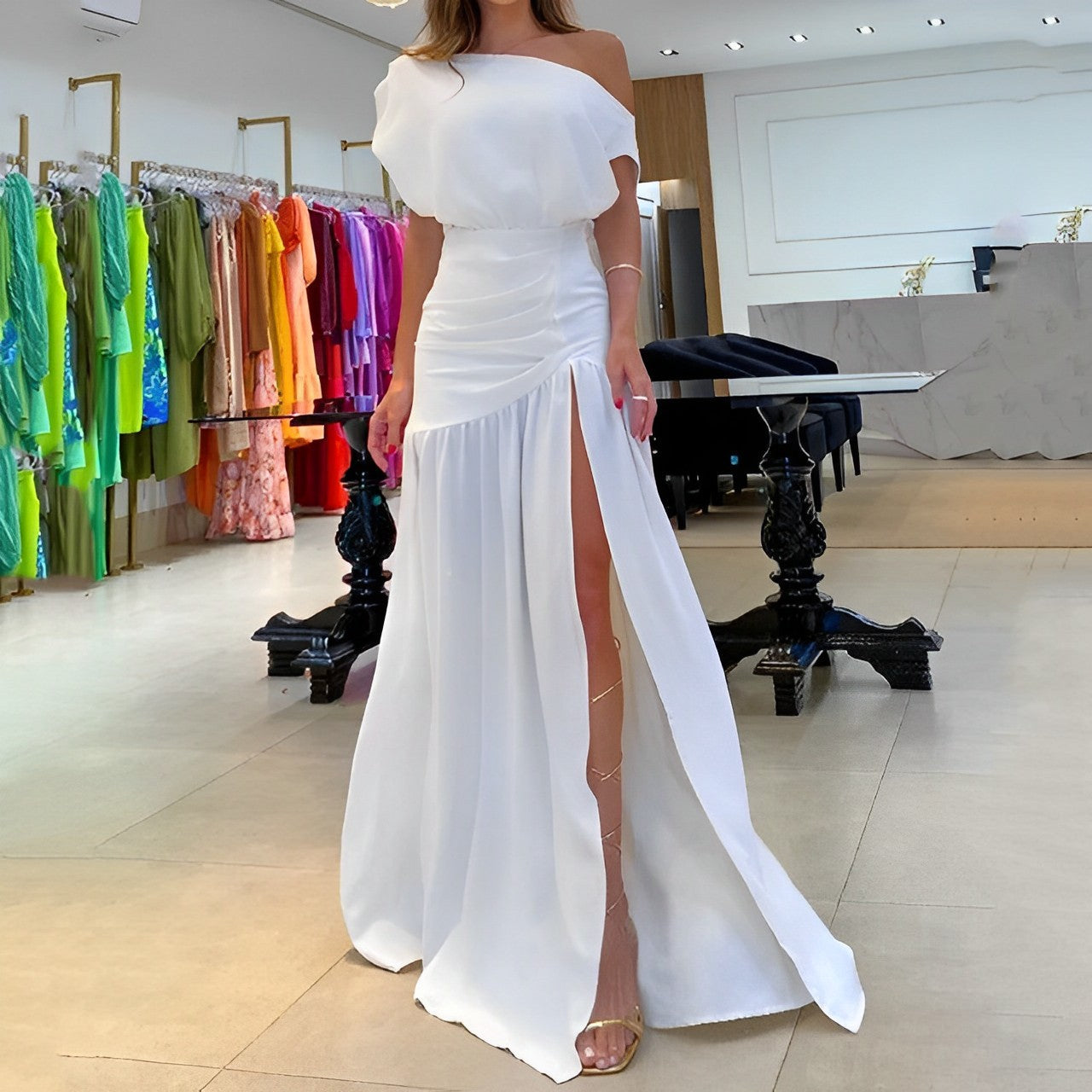 One-Shoulder Split Bodycon Dress for Women