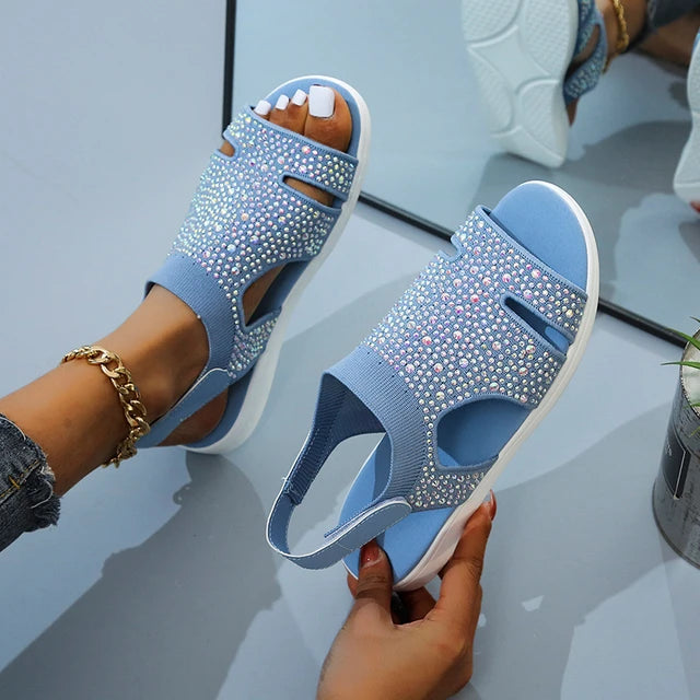 Odessia - Casual flat slippers with crystals